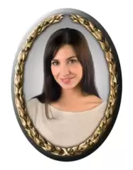 Вертикальный овальный портрет для памятника на кладбище без надписи с золотистой окантовкой №35